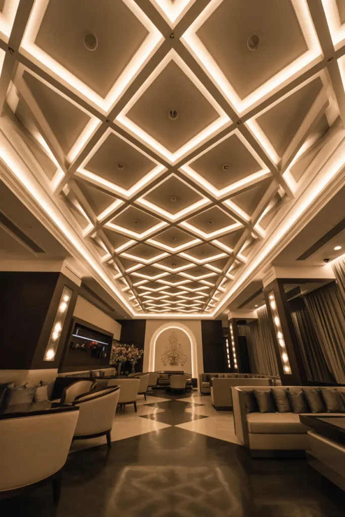 Diamond Pattern False Ceiling Design