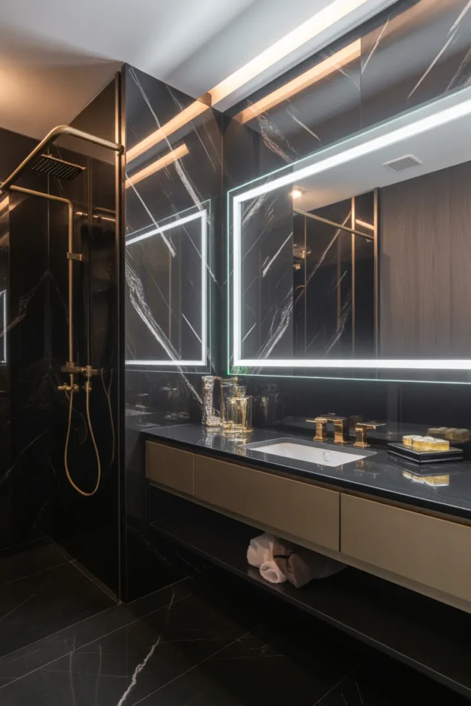  Luxe Black Marble Bathroom