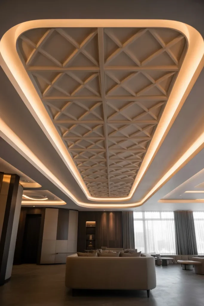  Textured Panel Ceiling for Added Dimension