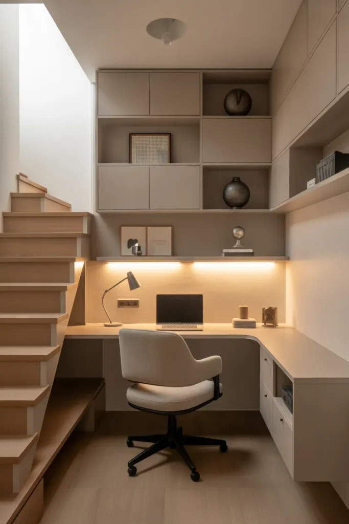   Under-the-Stairs Office with Smart Space Planning