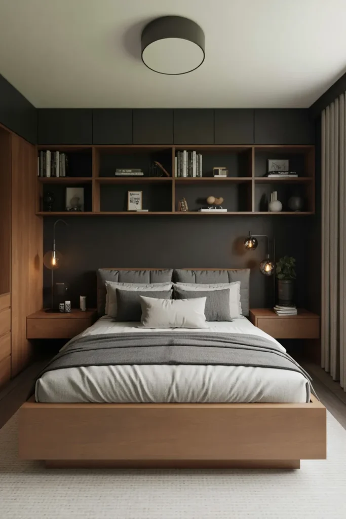  Black and Wood Minimalist Bedroom