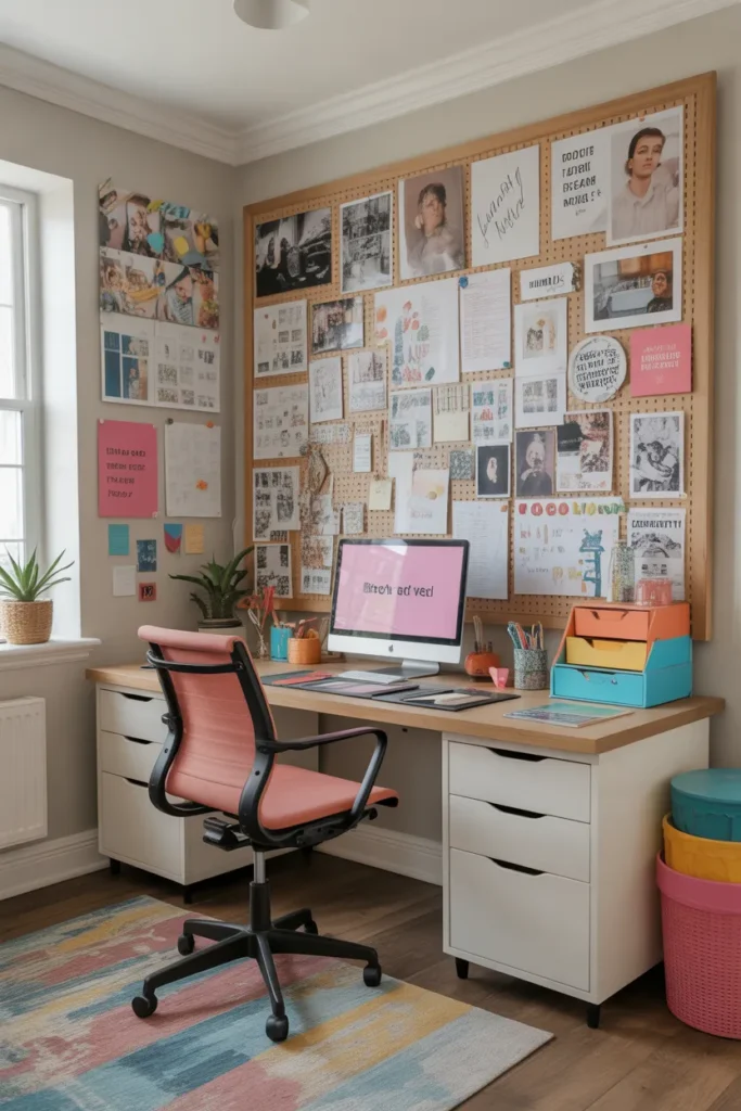 Creative Home Office with Inspiration Board Wall
