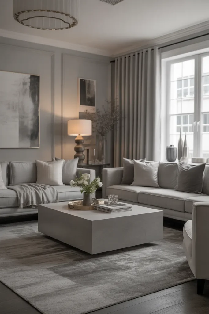  Monochromatic Living Room With Sophisticated Layers