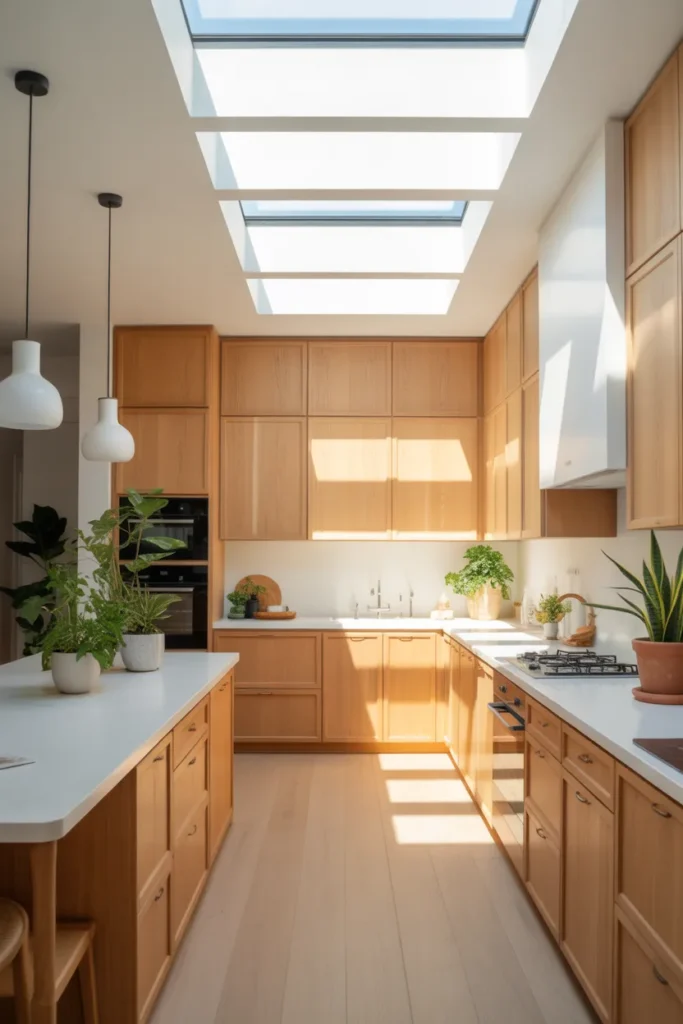  White Oak Cabinets with a Bright Skylight Kitchen
