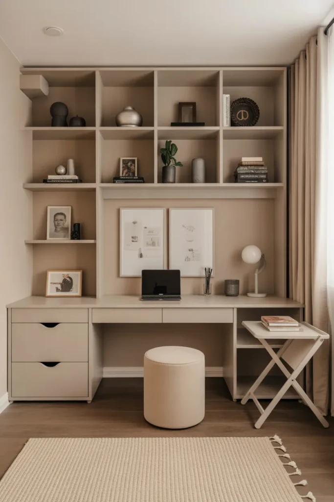   Compact Home Office with Multifunctional Furniture