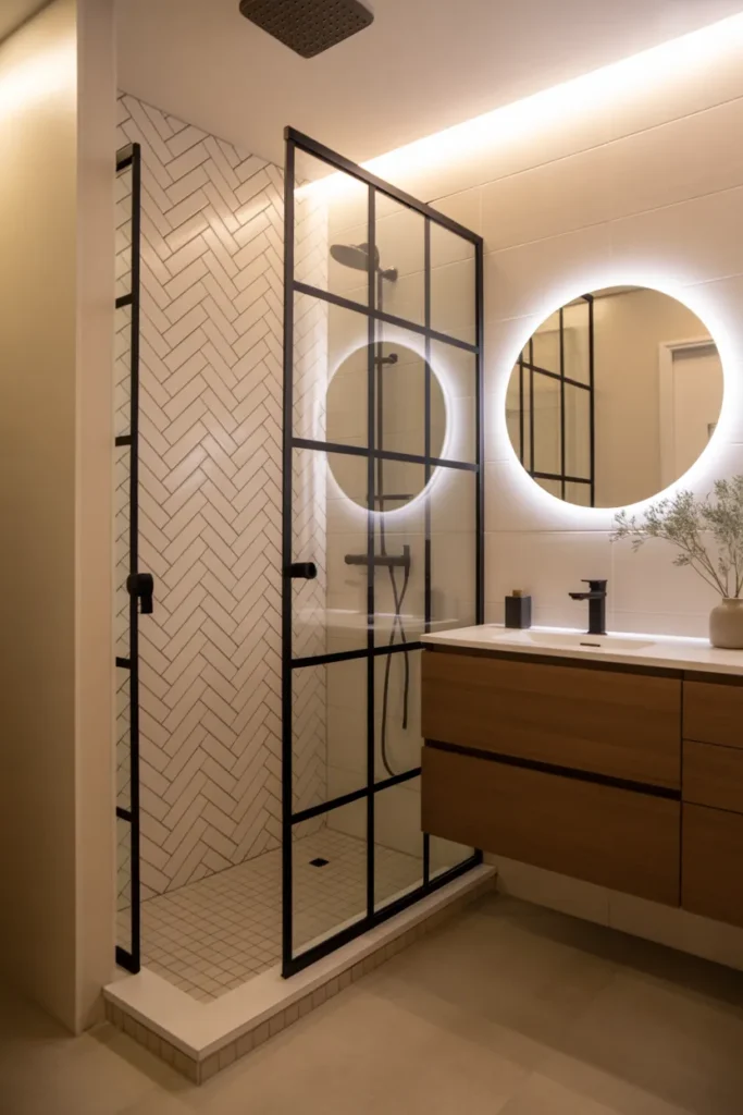  Herringbone Tile Shower Feature Wall