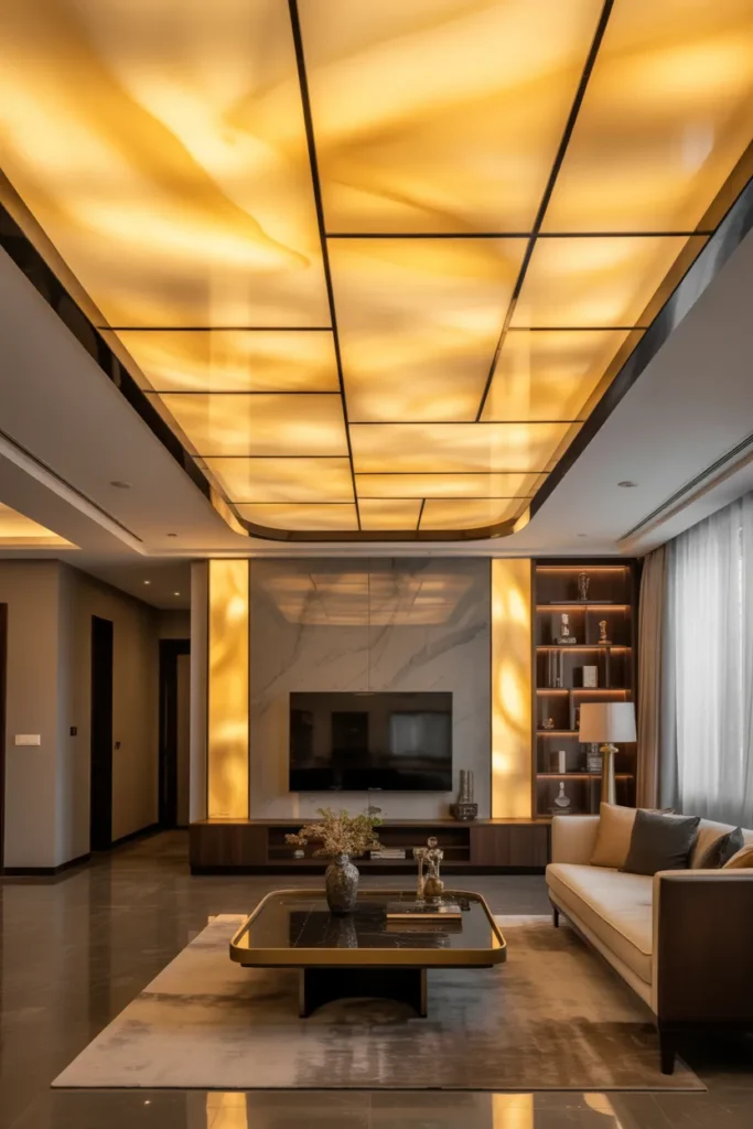 Luxury False Ceiling with Backlit Onyx Panels