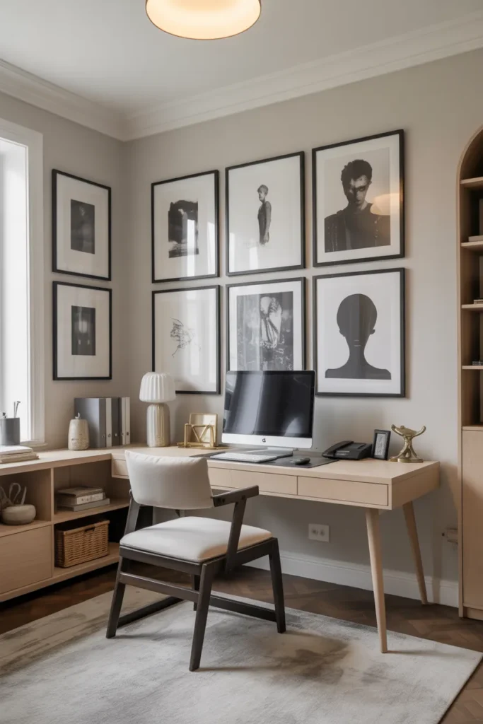  Minimalist Office with Gallery-Style Wall Art