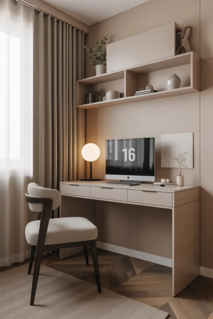   Home Office with a Narrow Console Desk
