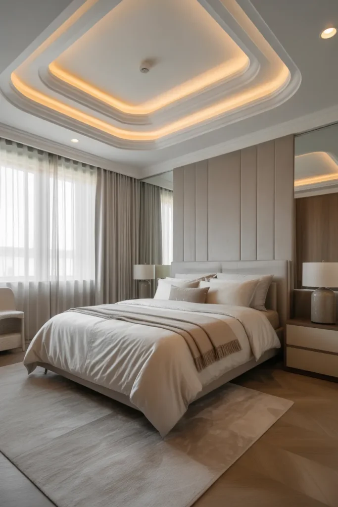  Elegant Bedroom False Ceiling with Soft Lighting