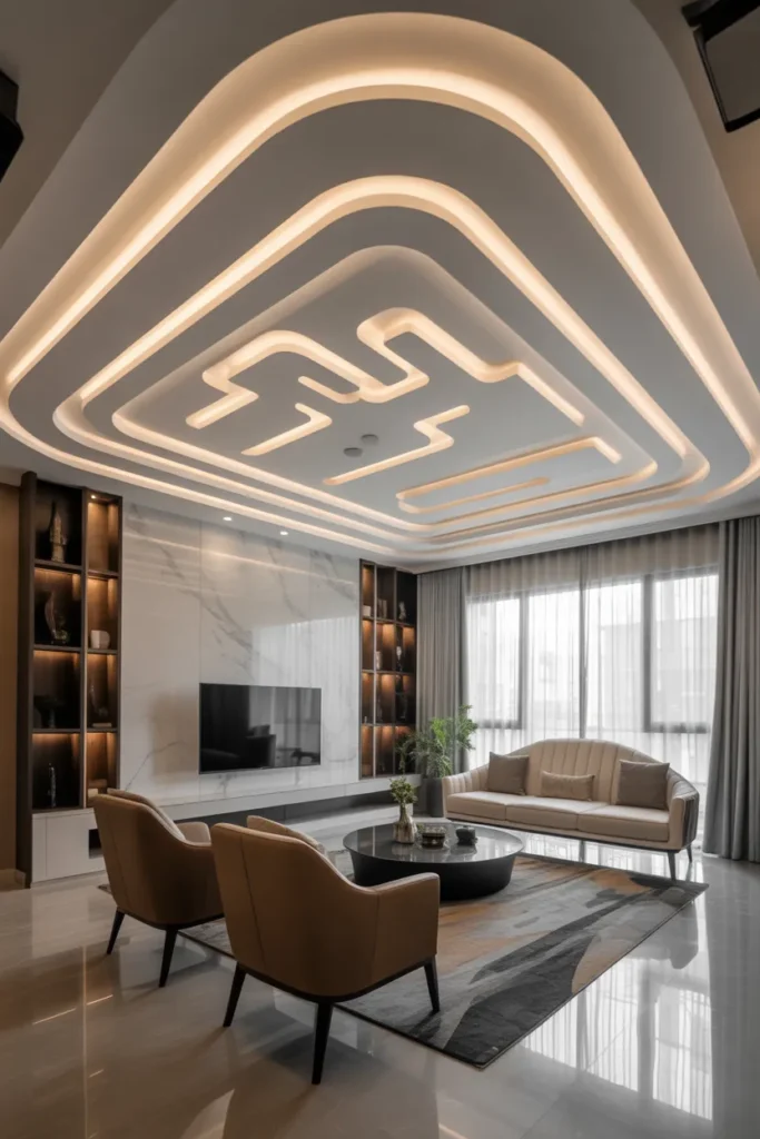 Statement Ceiling with Artistic Lighting Design