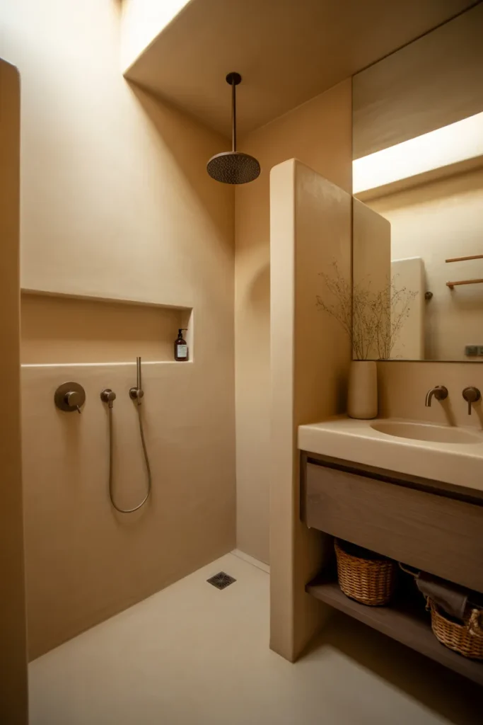  Warm Beige Microcement Shower Design
