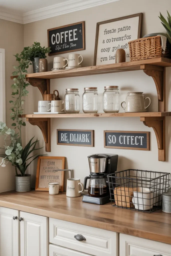   Farmhouse Coffee Station with Vintage Charm