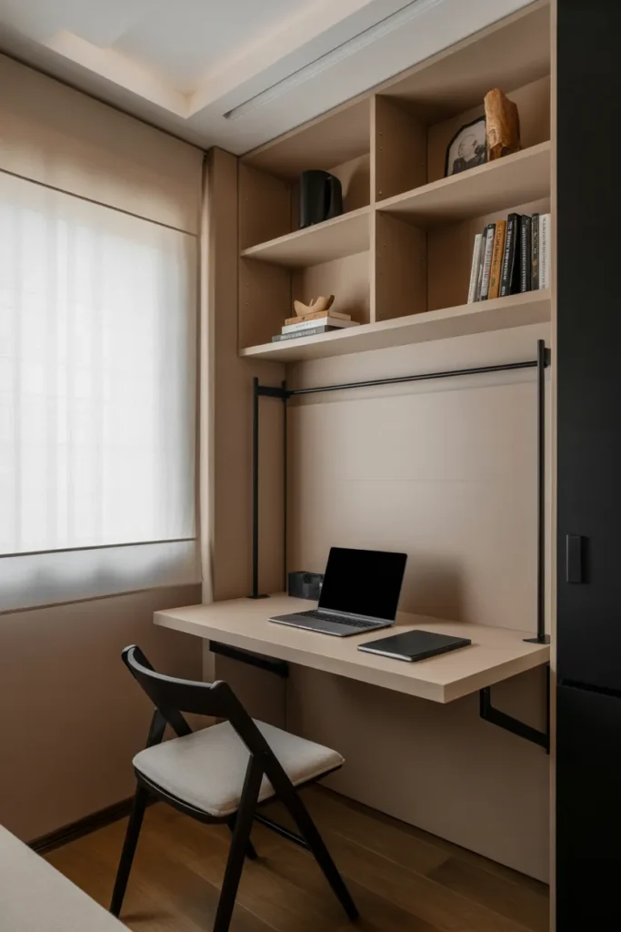 Use a Wall-Mounted Fold-Down Desk