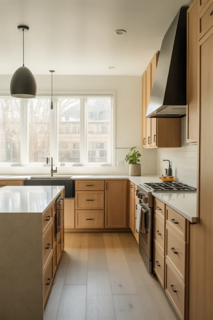  White Oak Cabinets with Matte Black Accents
