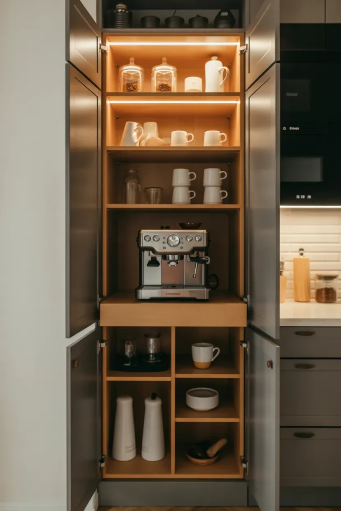  Built-In Coffee Station Inside Kitchen Cabinets