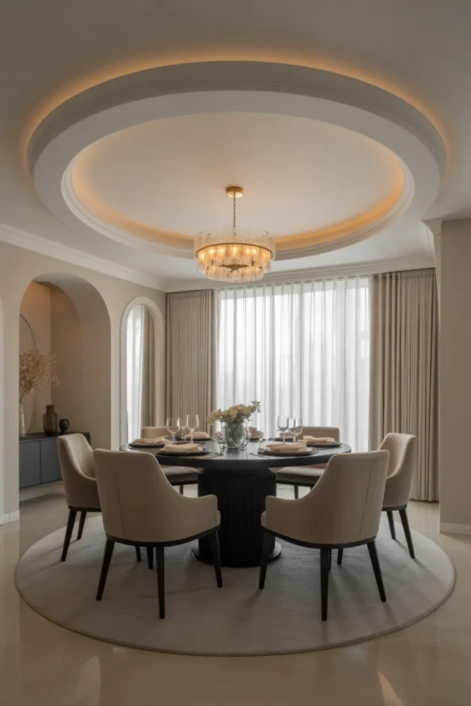  Circular False Ceiling with Chandelier