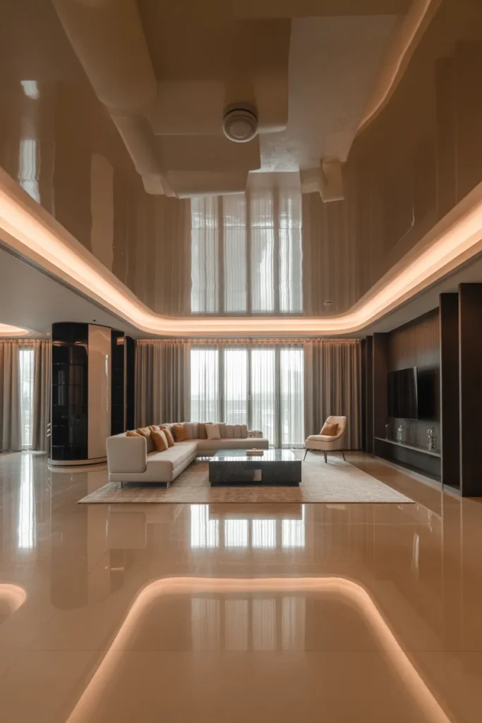   High-Gloss Stretch Ceiling Design