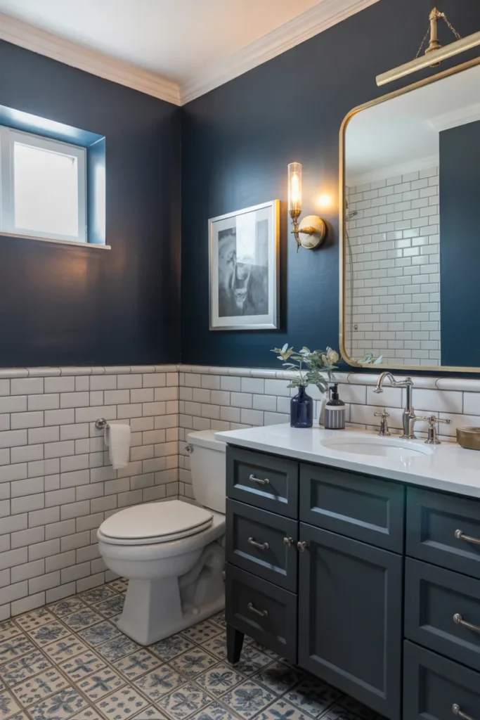  Navy Blue Accent Bathroom
