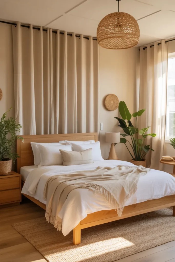 Cozy Bedroom with Natural Wood Accents