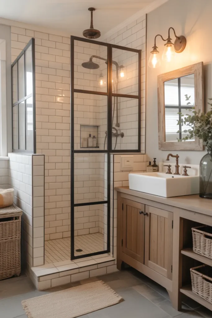   Farmhouse Shower with Rustic Charm