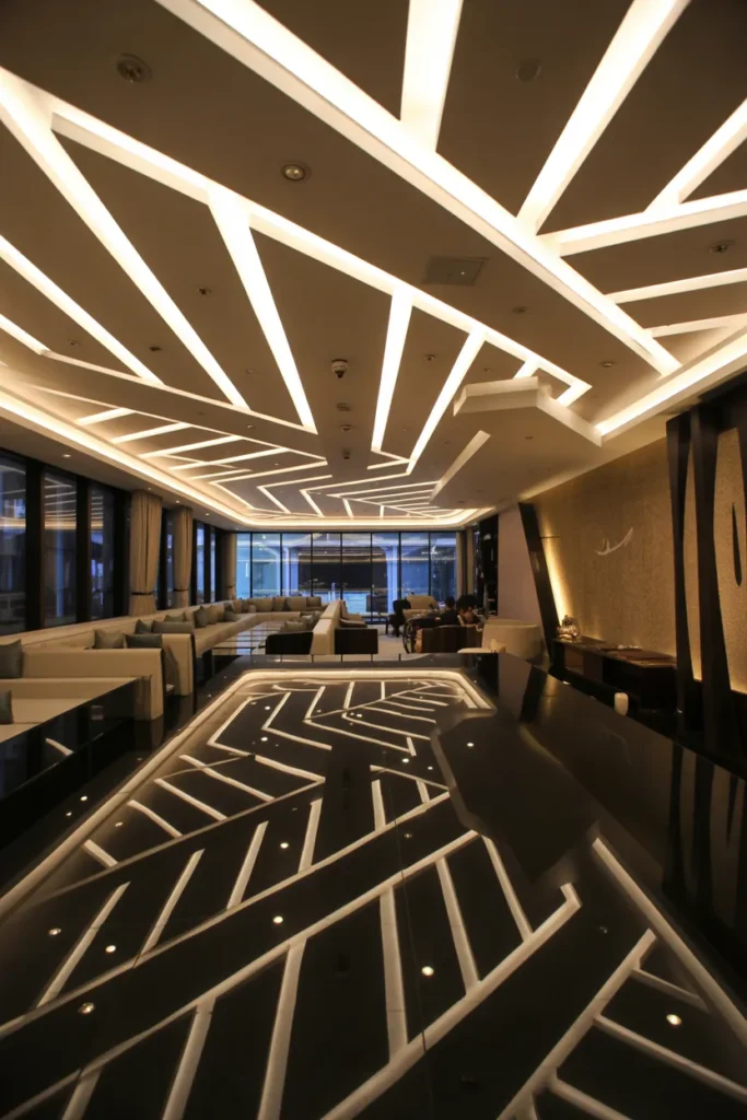 Geometric False Ceiling with Modern LED Features