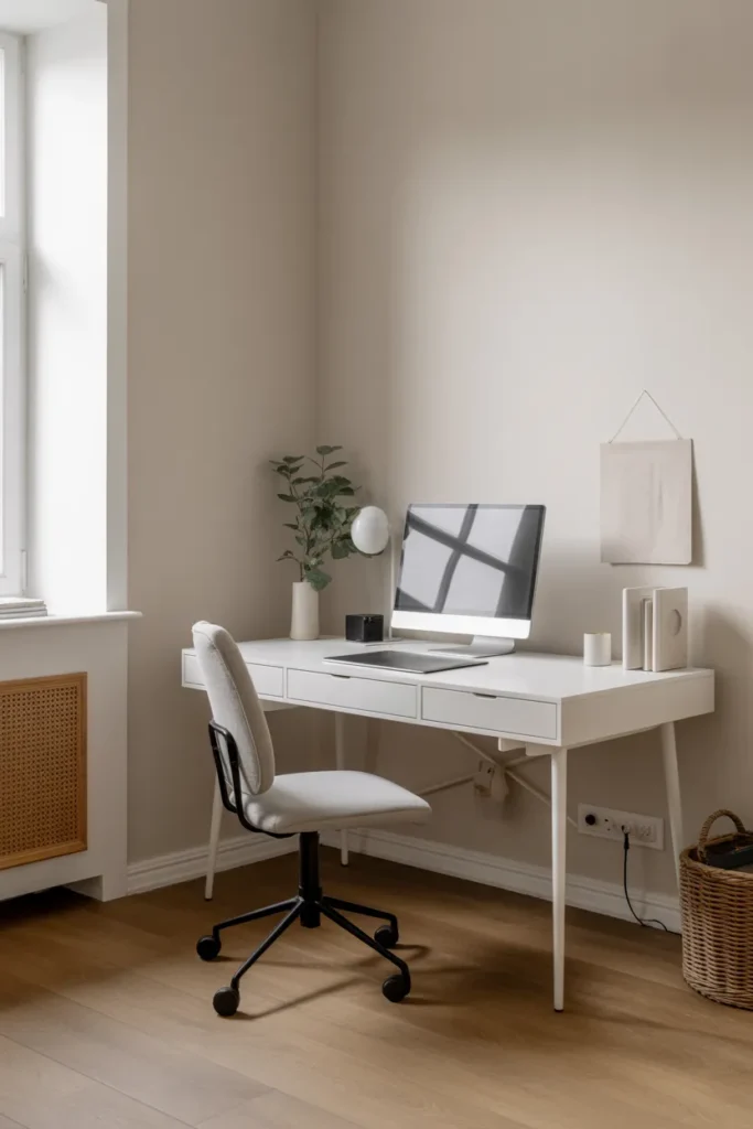 Minimalist White Desk Workspace