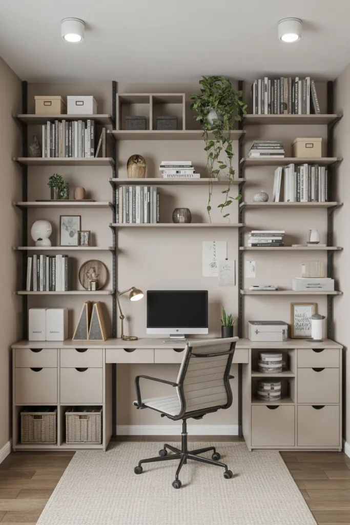  Small Home Office with Vertical Storage