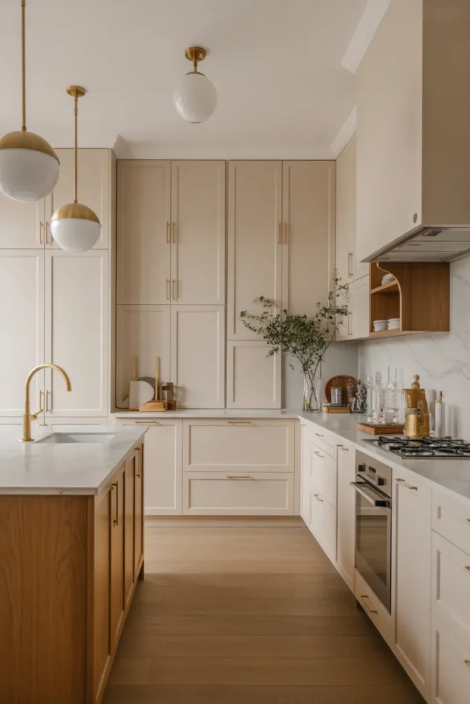   White Oak Cabinets with Warm Brass Hardware