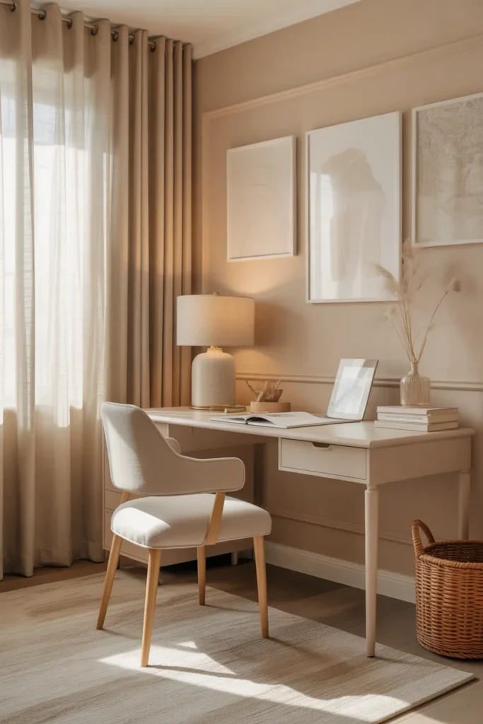 All-Beige Minimalist Home Office