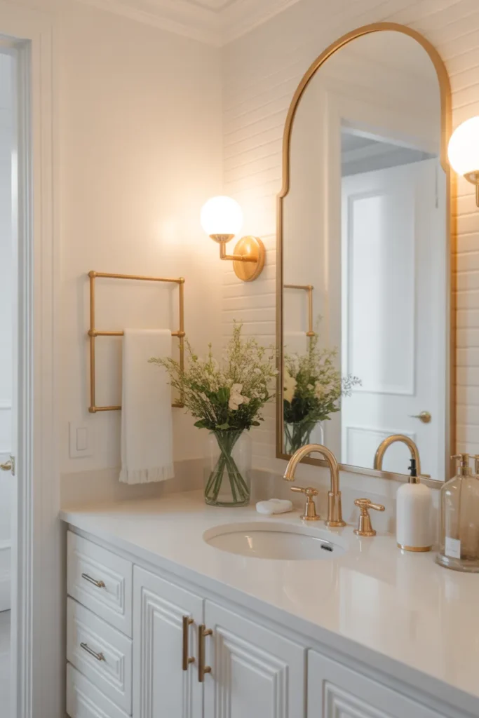   Elegant Gold and White Guest Bathroom