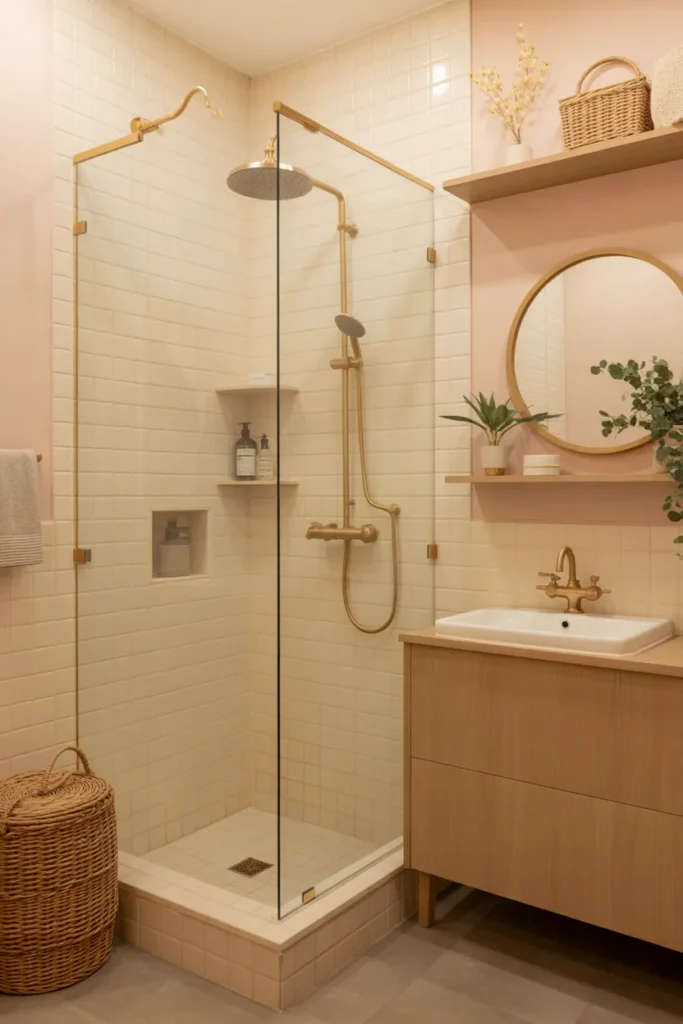  Beige Neutral Shower with Warm Accents