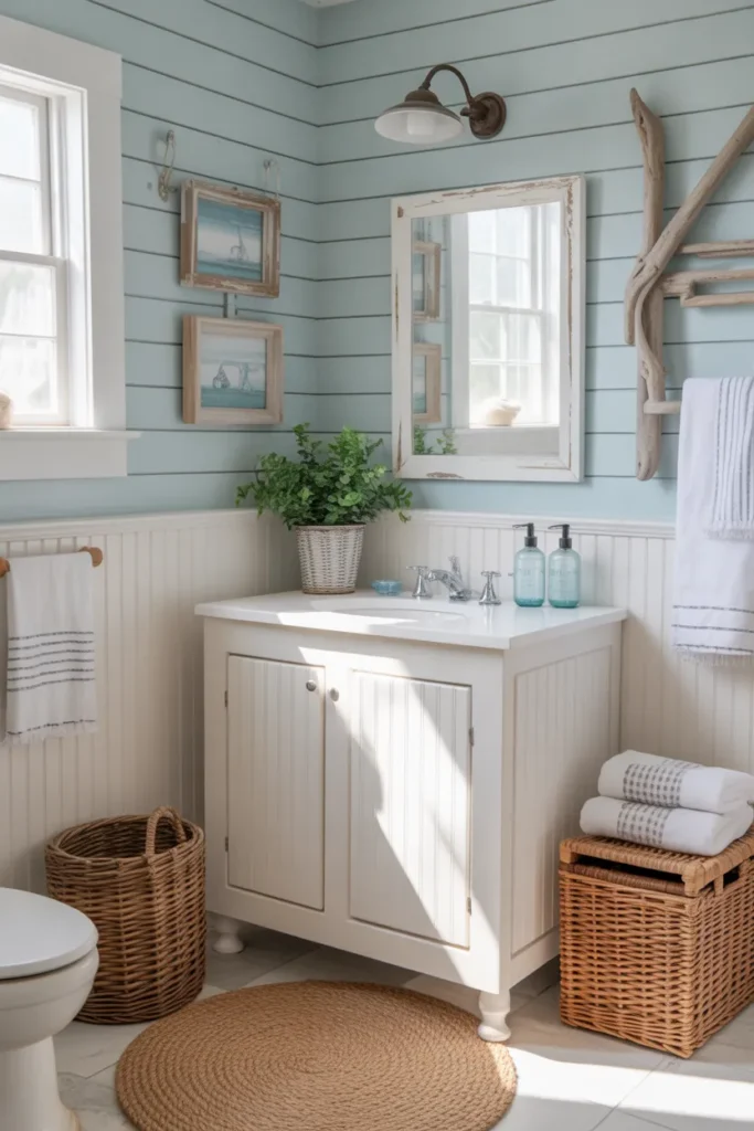  Coastal-Inspired Guest Bathroom