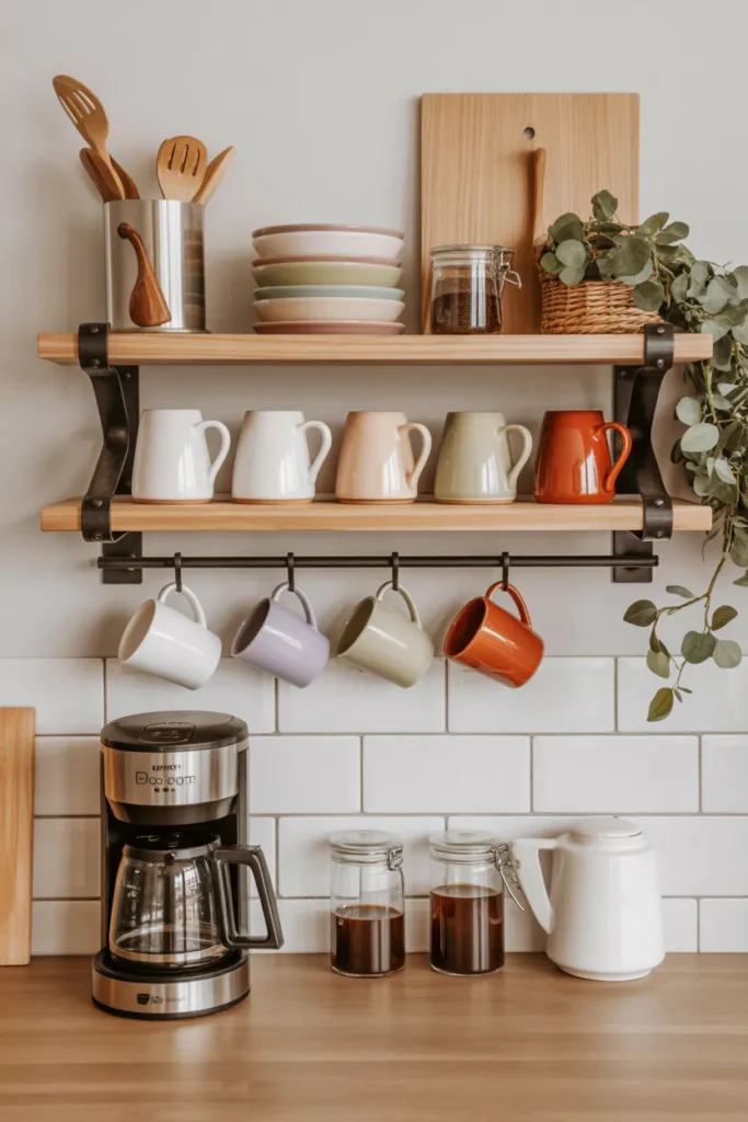 Coffee Station with Mug Rack Display