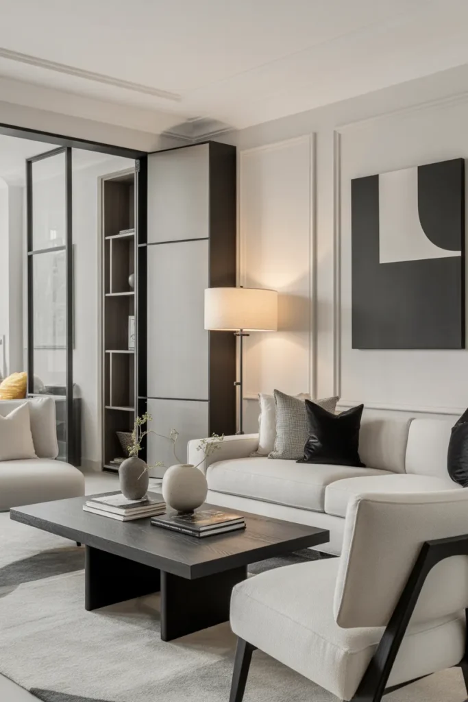  Contemporary Living Room With Black Accents