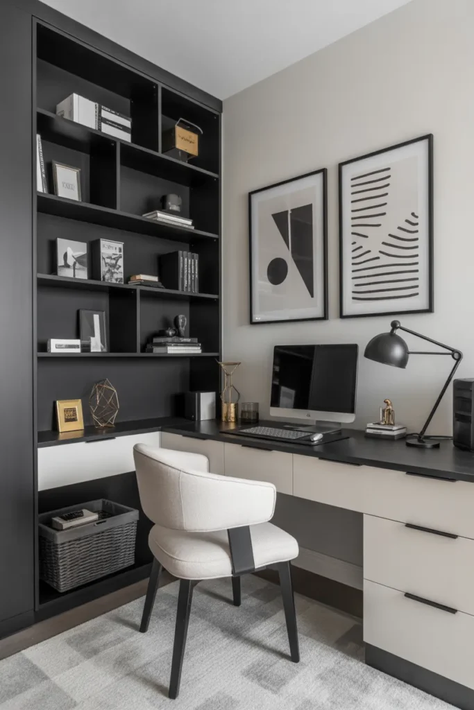   Modern Black and White Home Office Nook