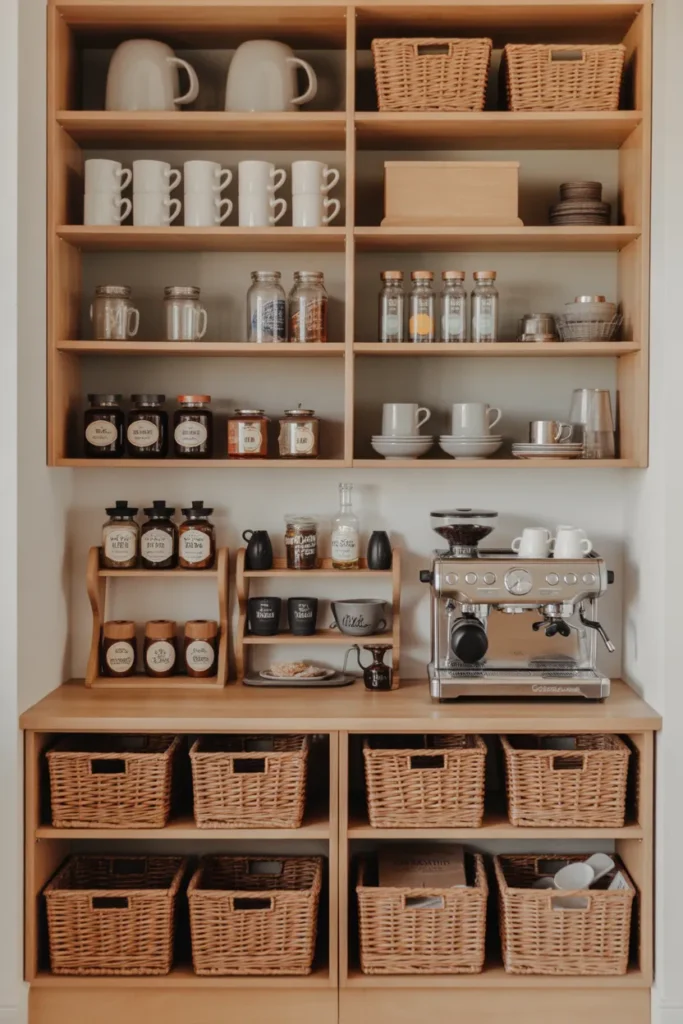  Coffee Station with Open Pantry Shelving