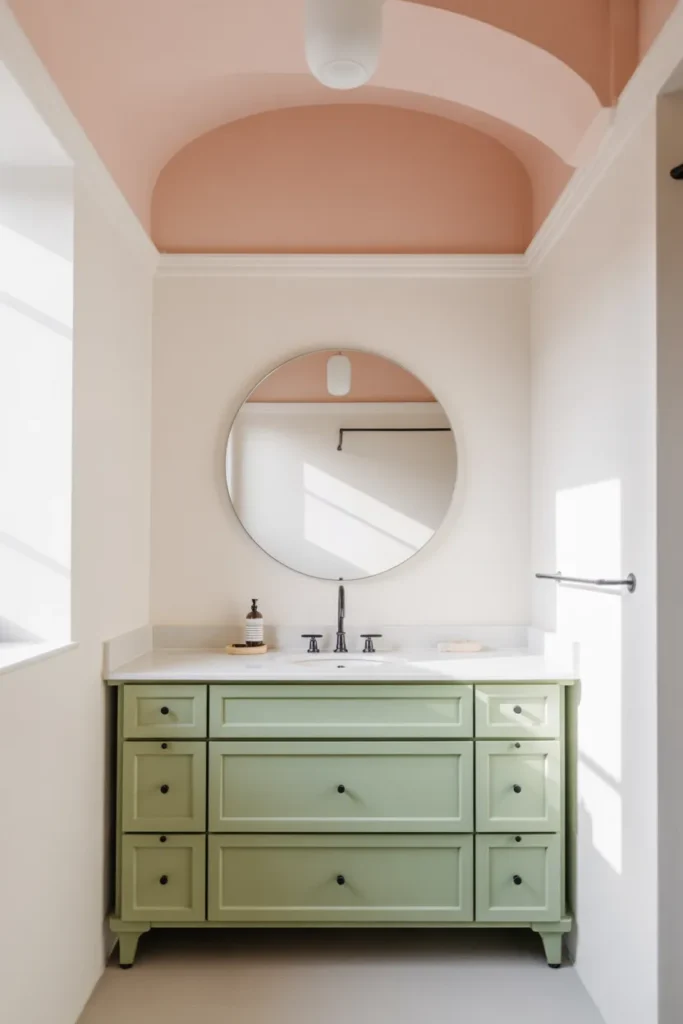 Pink Ceiling with Green Vanity Statement