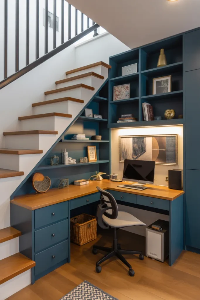  Under-the-Stairs Home Office Setup