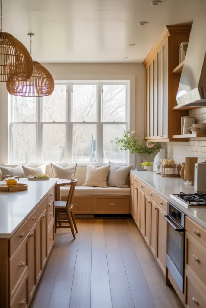  White Oak Cabinets with a Cozy Breakfast Nook