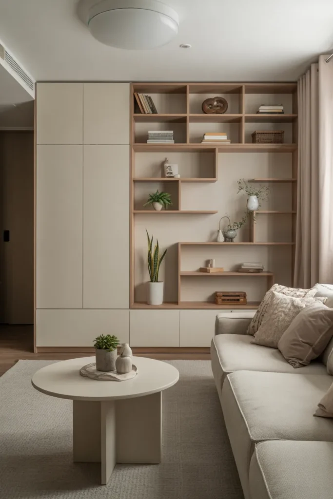 Apartment Living Room with Built-In Storage Solutions