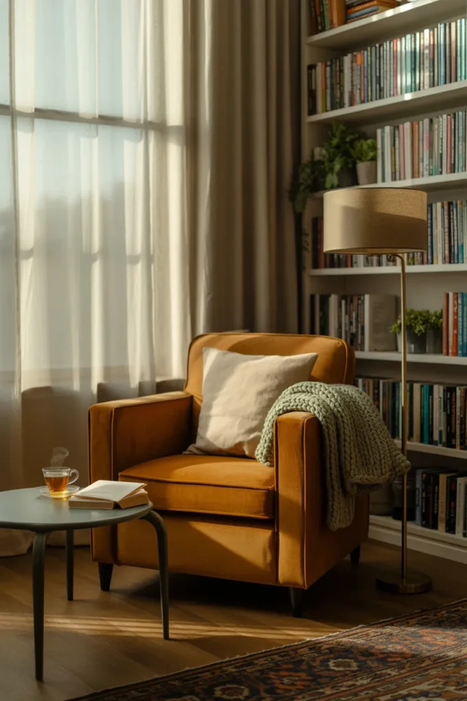 Apartment Living Room with a Cozy Reading Nook