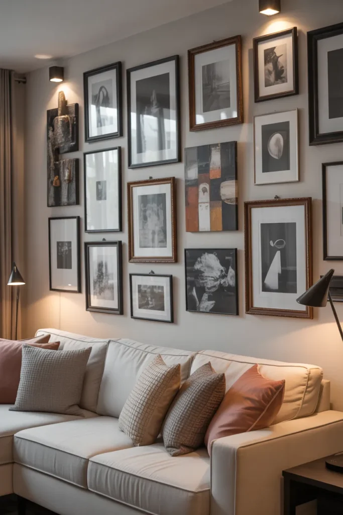 Apartment Living Room with a Gallery Wall