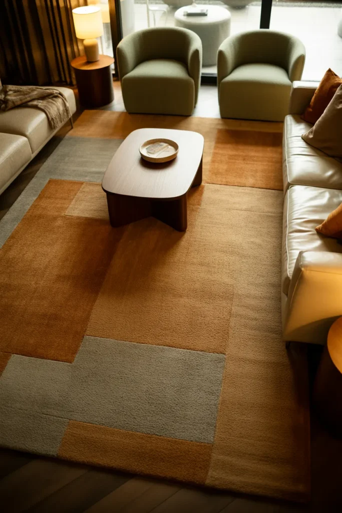 Apartment Living Room with a Large Area Rug