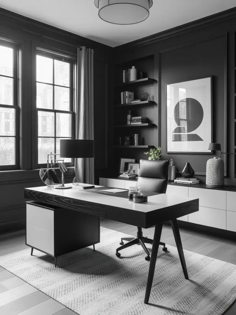 Black and White Modern Home Office