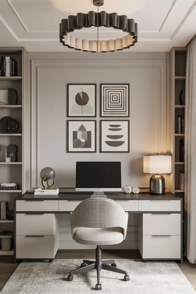 Contemporary Home Office with Geometric Decor