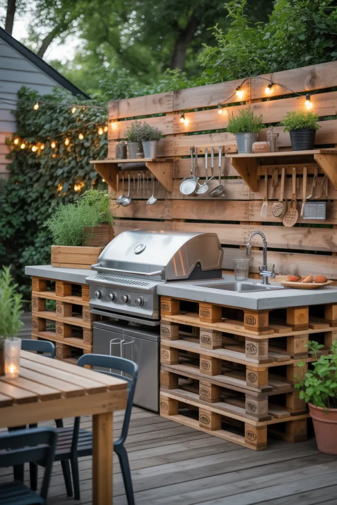 DIY Pallet Wood Outdoor Kitchen