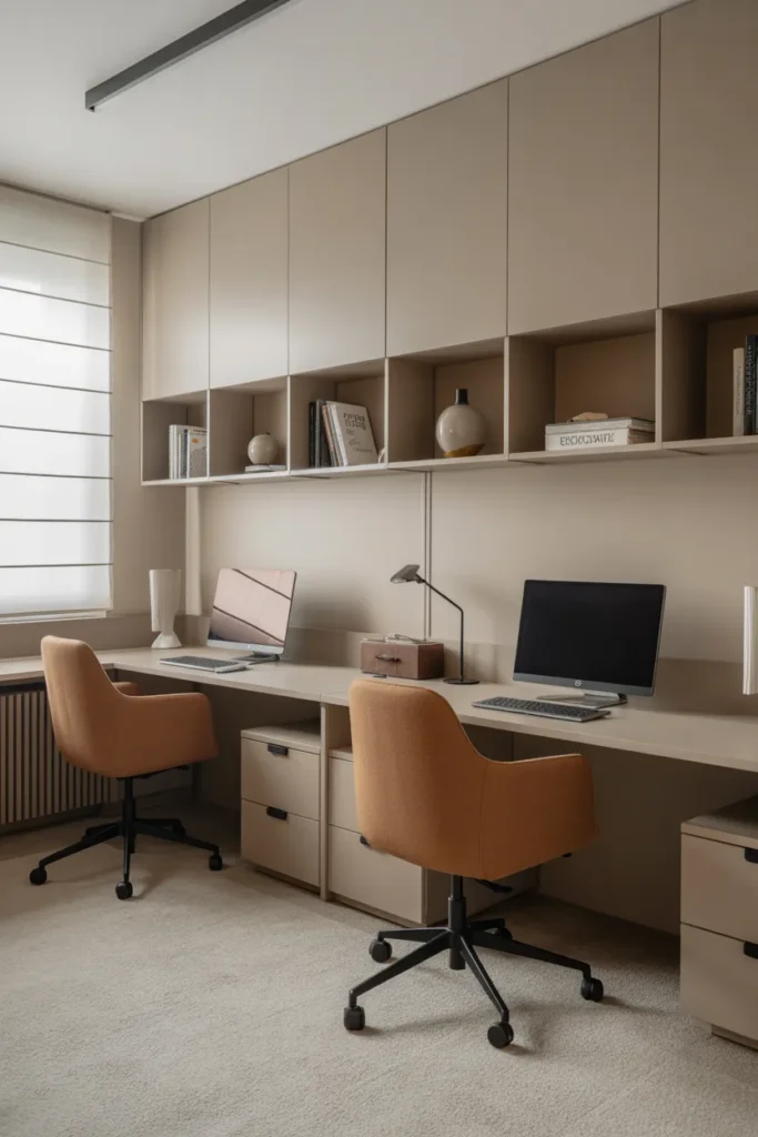 Dual Workstation Home Office for Shared Productivity