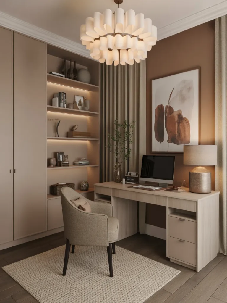 Elegant Home Office with Soft Earth Tones