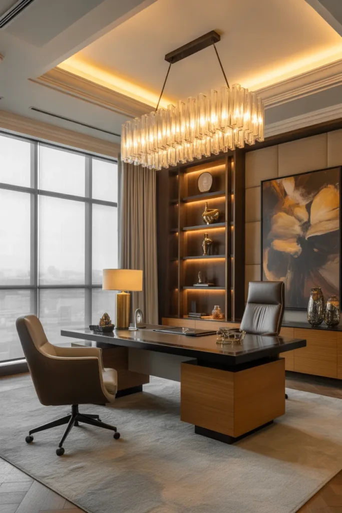Executive Office With Statement Lighting